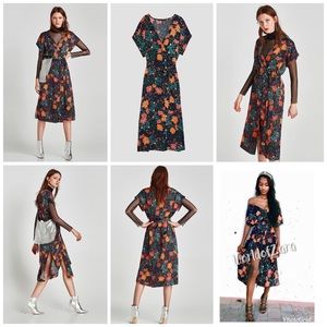 Zara floral satin maxi dress